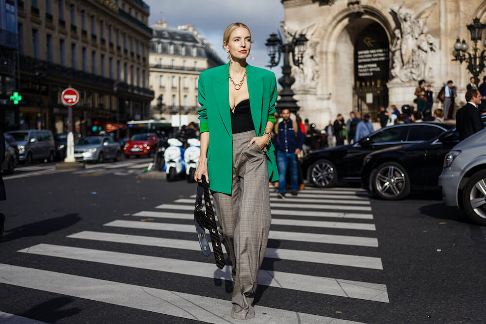 Leonie Hanne seen outside STELLA McCARTNEY show, during Paris Fashion Week Womenswear Spring/Summer 2020.