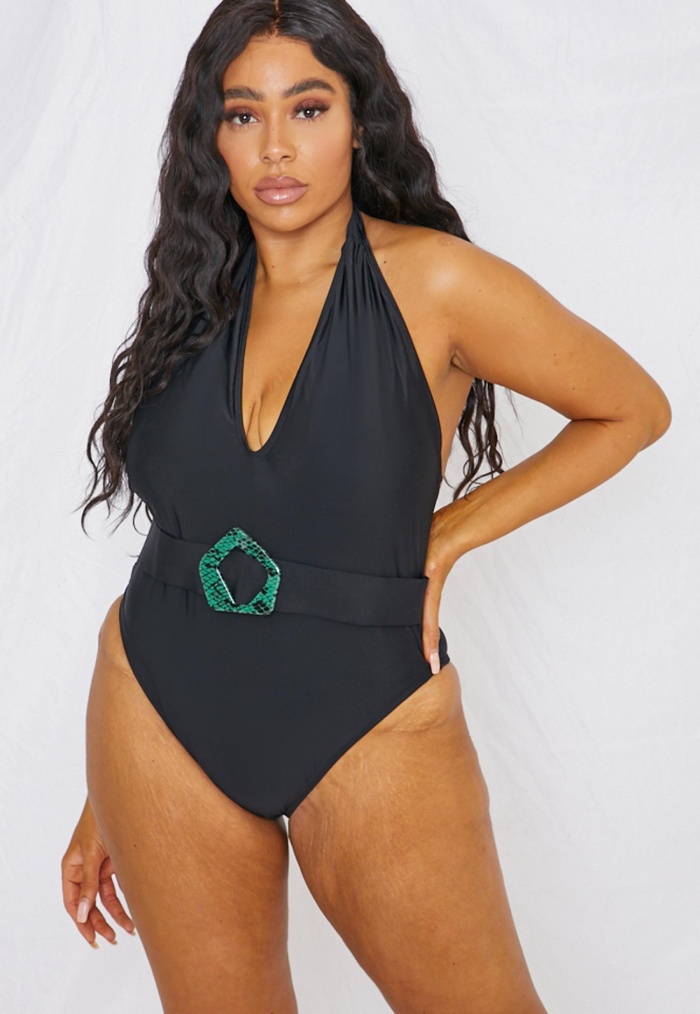 Best Plus-Size Swimsuit 2021 - Plus Size Black Halterneck Swimsuit