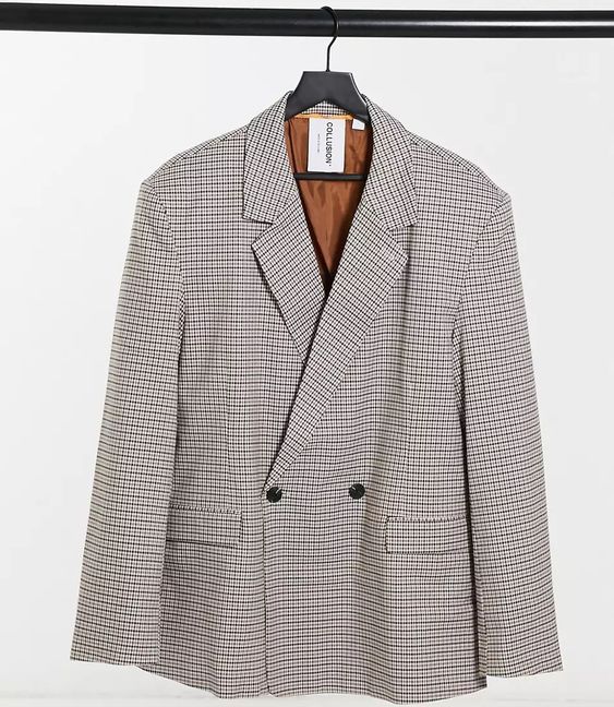 Unisex Oversized Double-Breasted Dad Blazer in Heritage Check, £50, ASOS COLLUSION