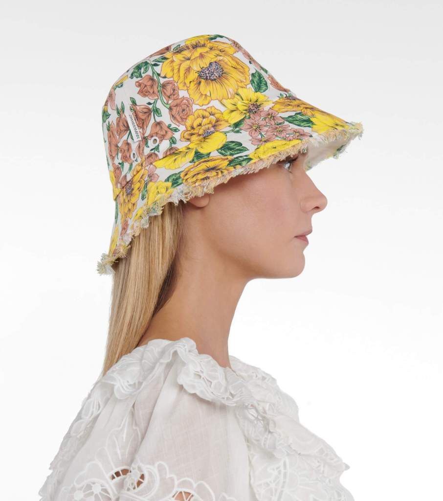 Zimmerman Frayed Floral Linen Bucket Hat