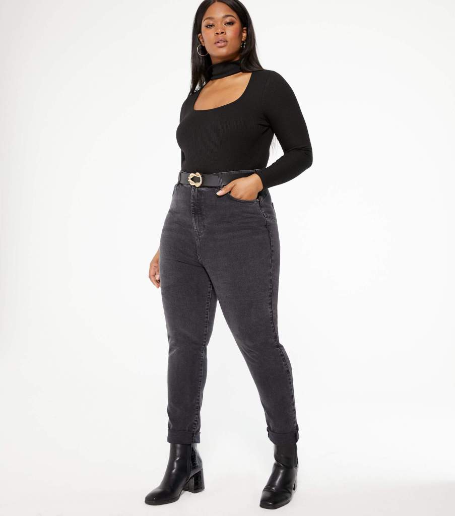 Curves Black High Waist Tori Mom Jeans New Look