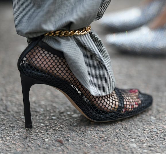 Bottega Veneta black mesh heels