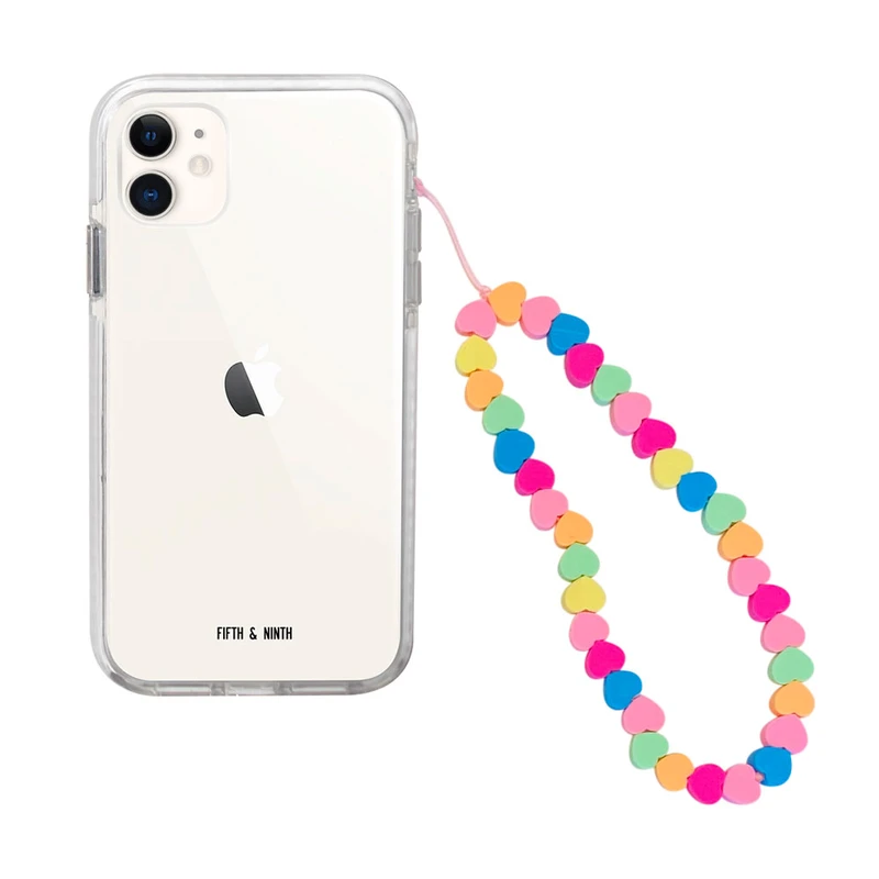 NEON HEARTS BEADED PHONE CHARM fifth and ninth
