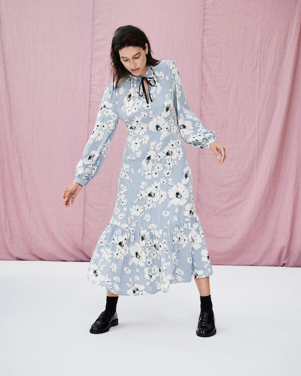 M&S x Ghost aw21 blue floral dress
