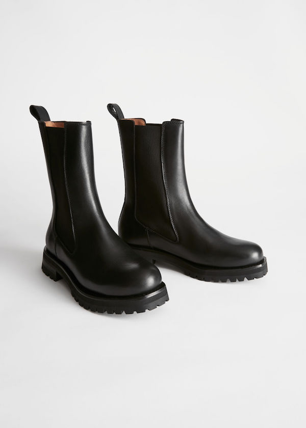 & Other Stories Chunky Sole Leather Chelsea Boots
