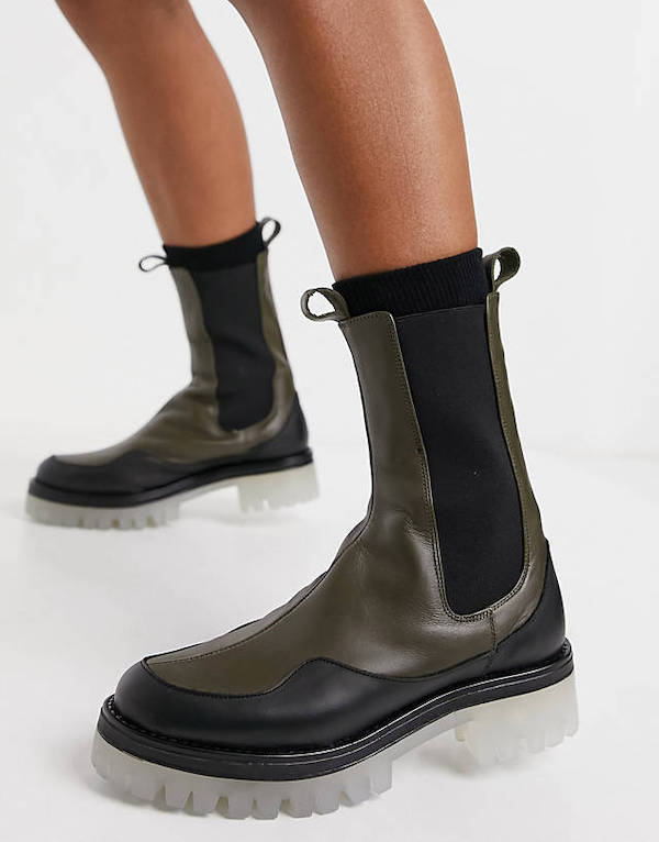 ASOS Admire Premium Leather Chunky Chelsea Boots