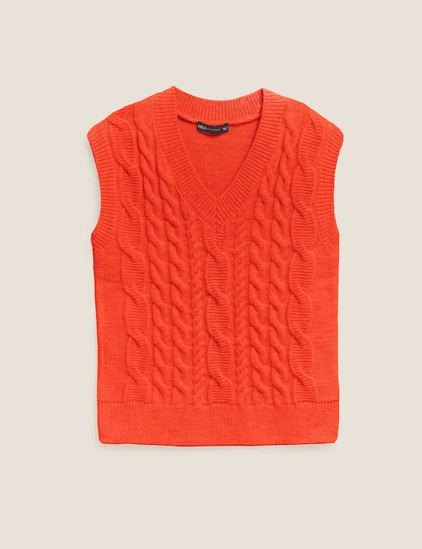 Orange cable knit sweater vest, £29.50, M&S Collection