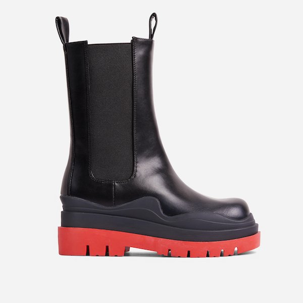 Energy Red Chunky Sole Ankle Chelsea Biker Boot Ego