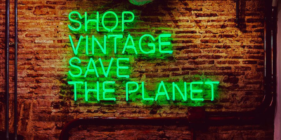 shop vintage save the planet neon sign