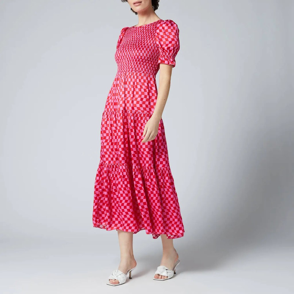 Kitri Women's Persephone Pink Checker Dress - Pink Wavy Checker