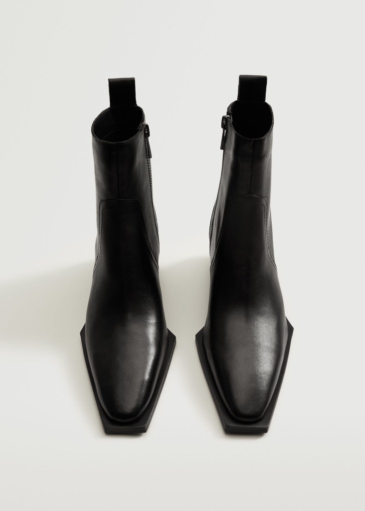 Leather pointed ankle boots mango