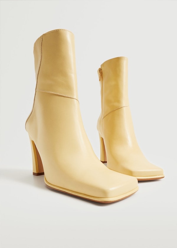 Squared Toe Leather Ankle Boots Mango