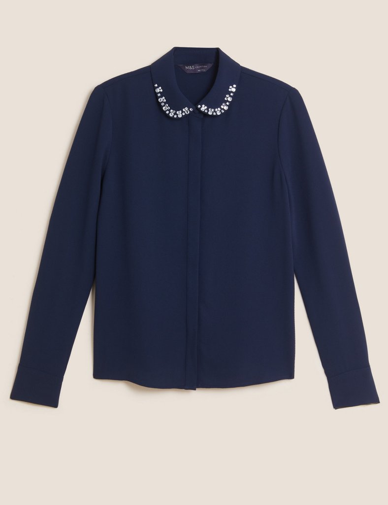 Navy shirt with sequin detail from Marks & Spencer