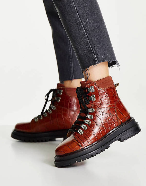 Adrift Chunky Lace Up Hiker Boots ASOS