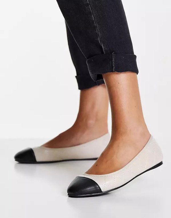 Wide Fit Lantern Quilted Ballet Flats ASOS