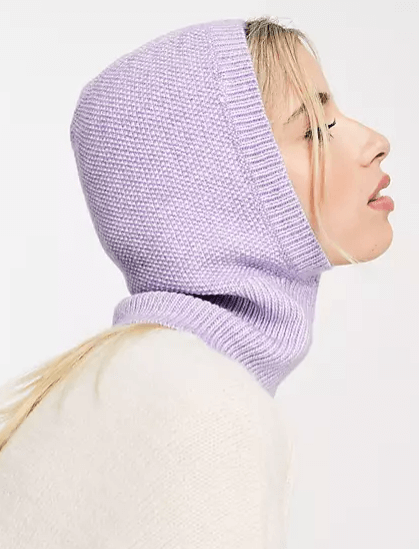 Recycled polyester balaclava in lilac, £18, Monki 