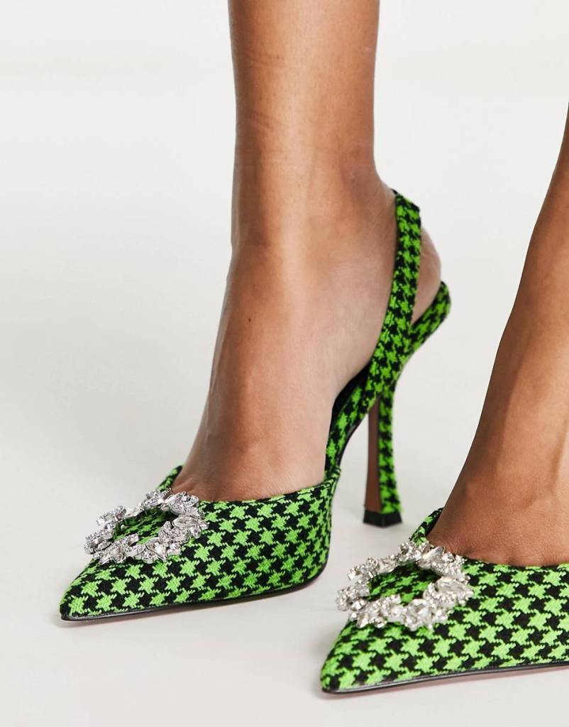 Poppy embellished slingback high heeled shoes in multi