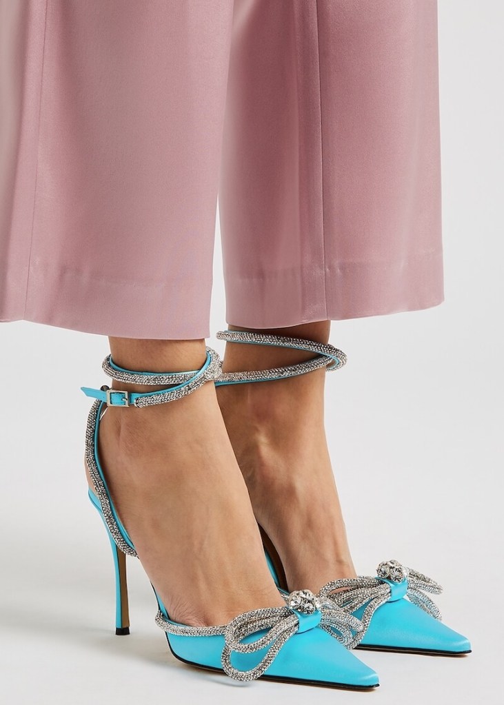 MACH & MACH

110 turquoise crystal-embellished satin pumps