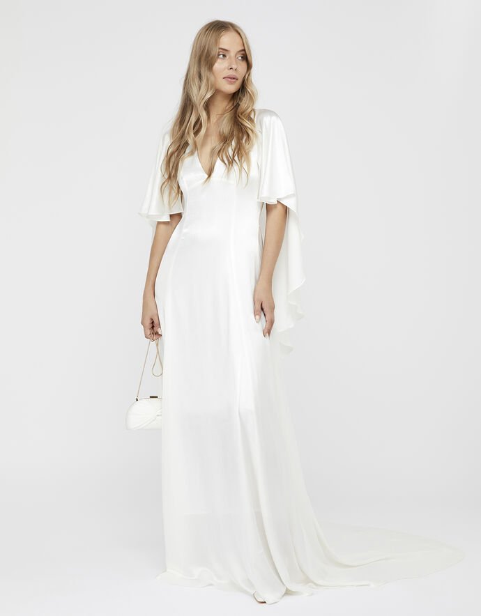 Vera Bridal Satin Cape Maxi Dress, £299, Monsoon