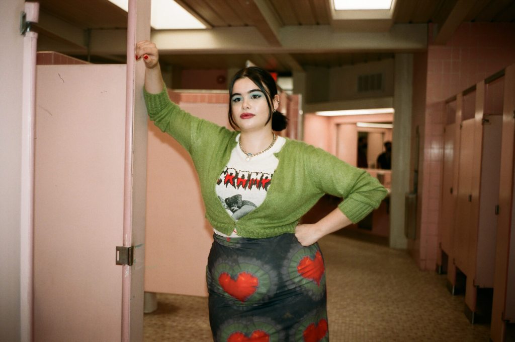 euphoria HBO - Kat's cozy green knit and heart print  skirt