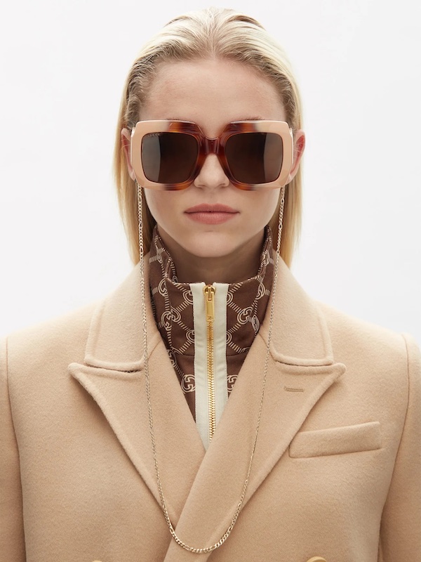 Chain-embellished Oversized Square Sunglasses Gucci at Matches Fashion