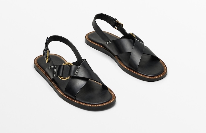 Leather Crossover Sandals Massimo Dutti