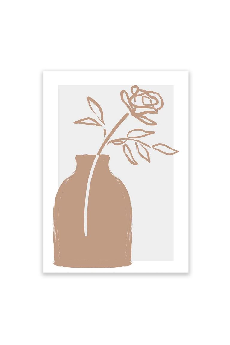 Rose In Vase Line Art Print H&M Home