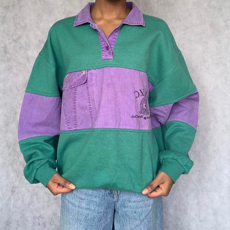 Colourblock Collared Sweatshirt Oversized