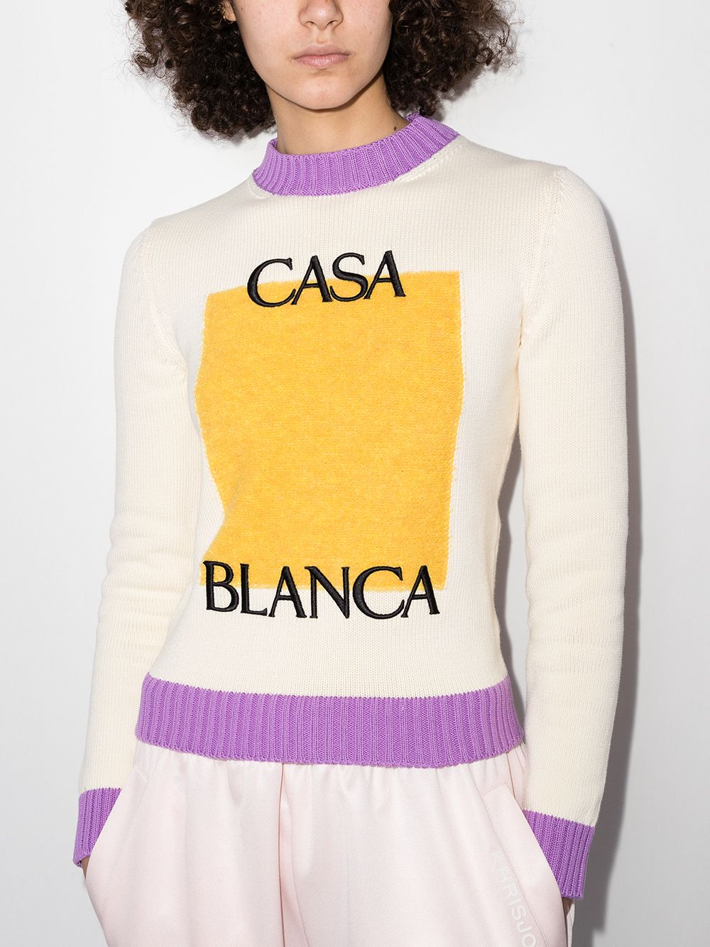 logo-embroidered colour block jumper Casablanca