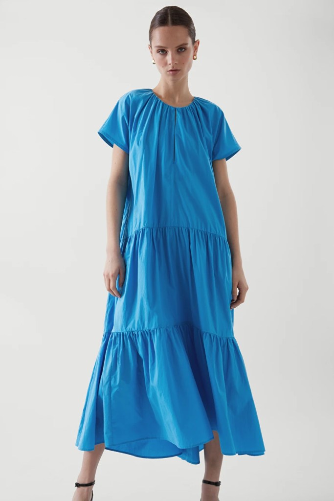 modest summer dresses - Tiered A-Line Maxi Dress, COS