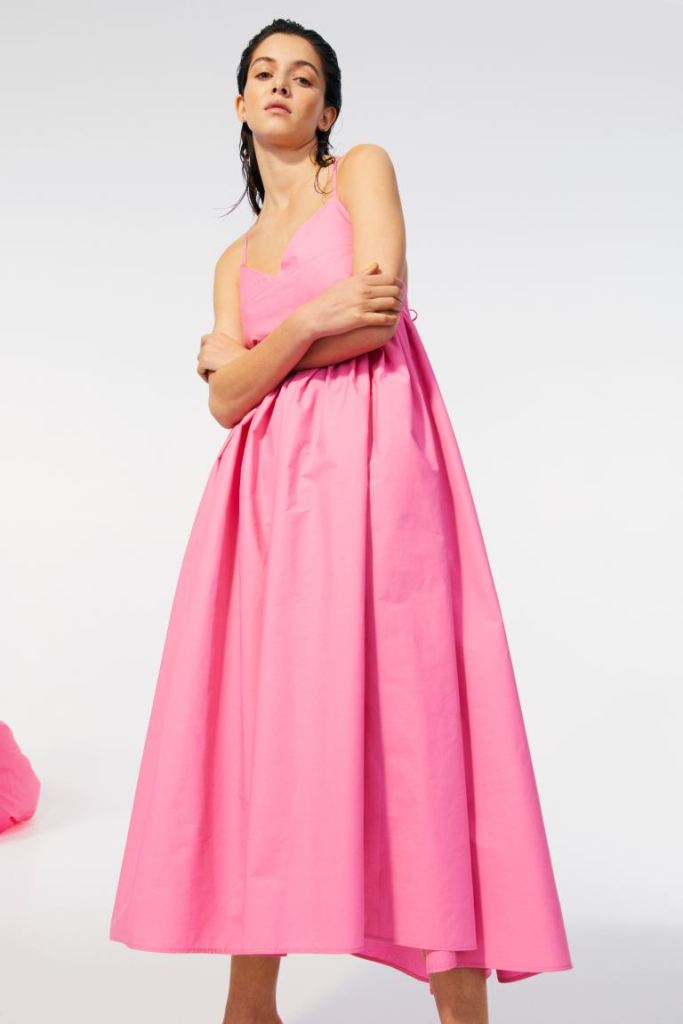 Pink V-Neck Cotton Dress h&m