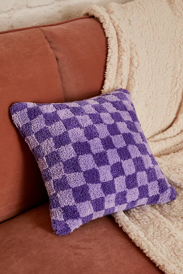 Lilac Checkerboard Tufted Cushion Urban Outfitters