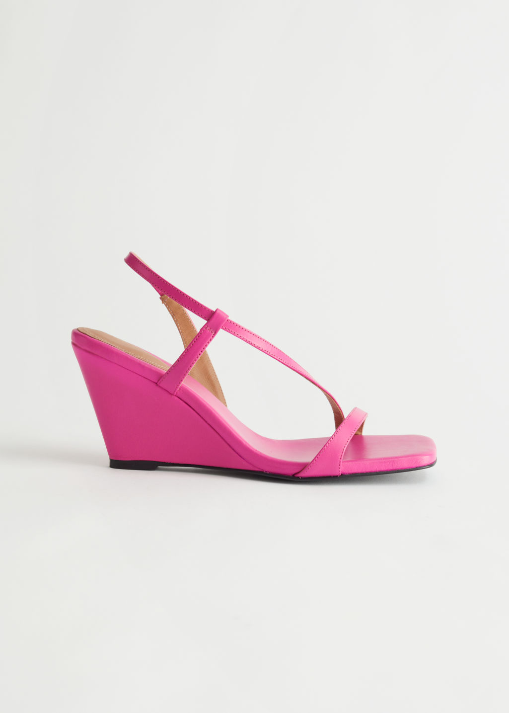 Strappy Heeled Leather Wedge Sandals & Other Stories