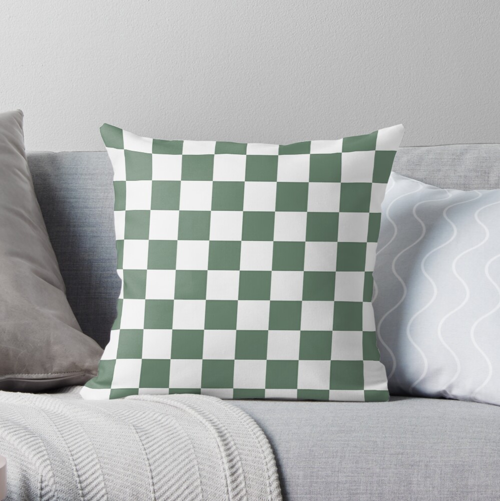 Forest Green Checkerboard Throw Pillow