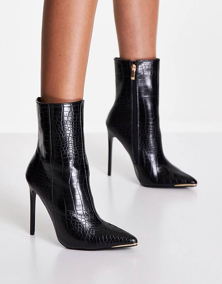 Shima heeled Ankle Boot In Black Croc, £24, ASOS - buy now