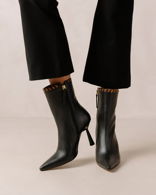 alohas black leather ankle boots