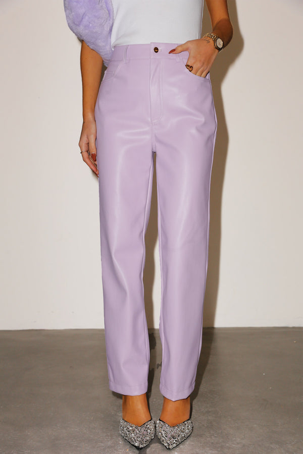 Lilac Vegan Leather Trouser never fully dressed