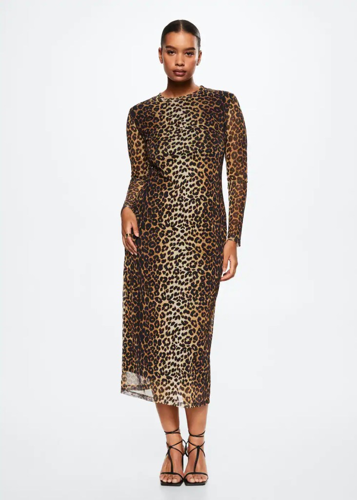 leopard midi dress mango