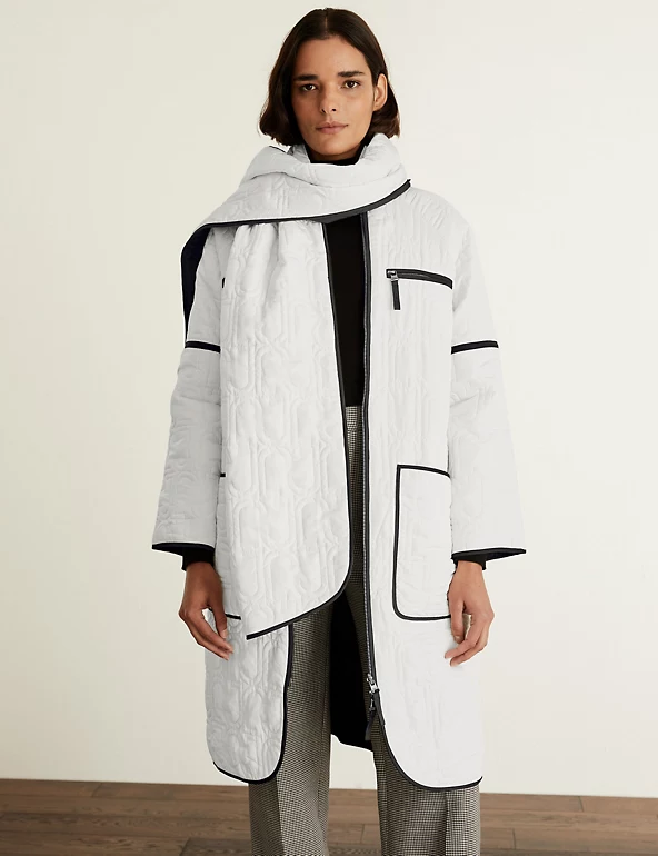 Padded Quilted Reversible Coat with Scarf M&S