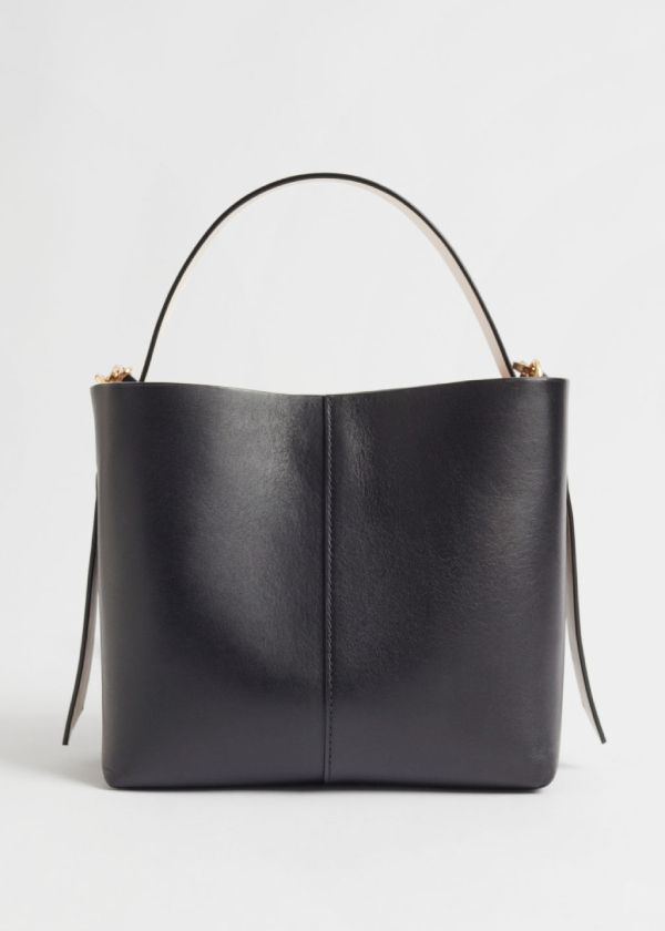 & Other Stories Double Strap Leather Bucket Bag