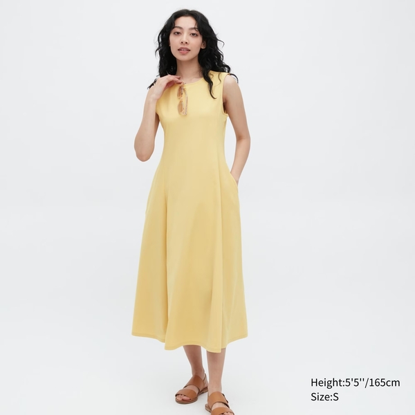 Airism ultra stretch sleeveless dress in yellow 
