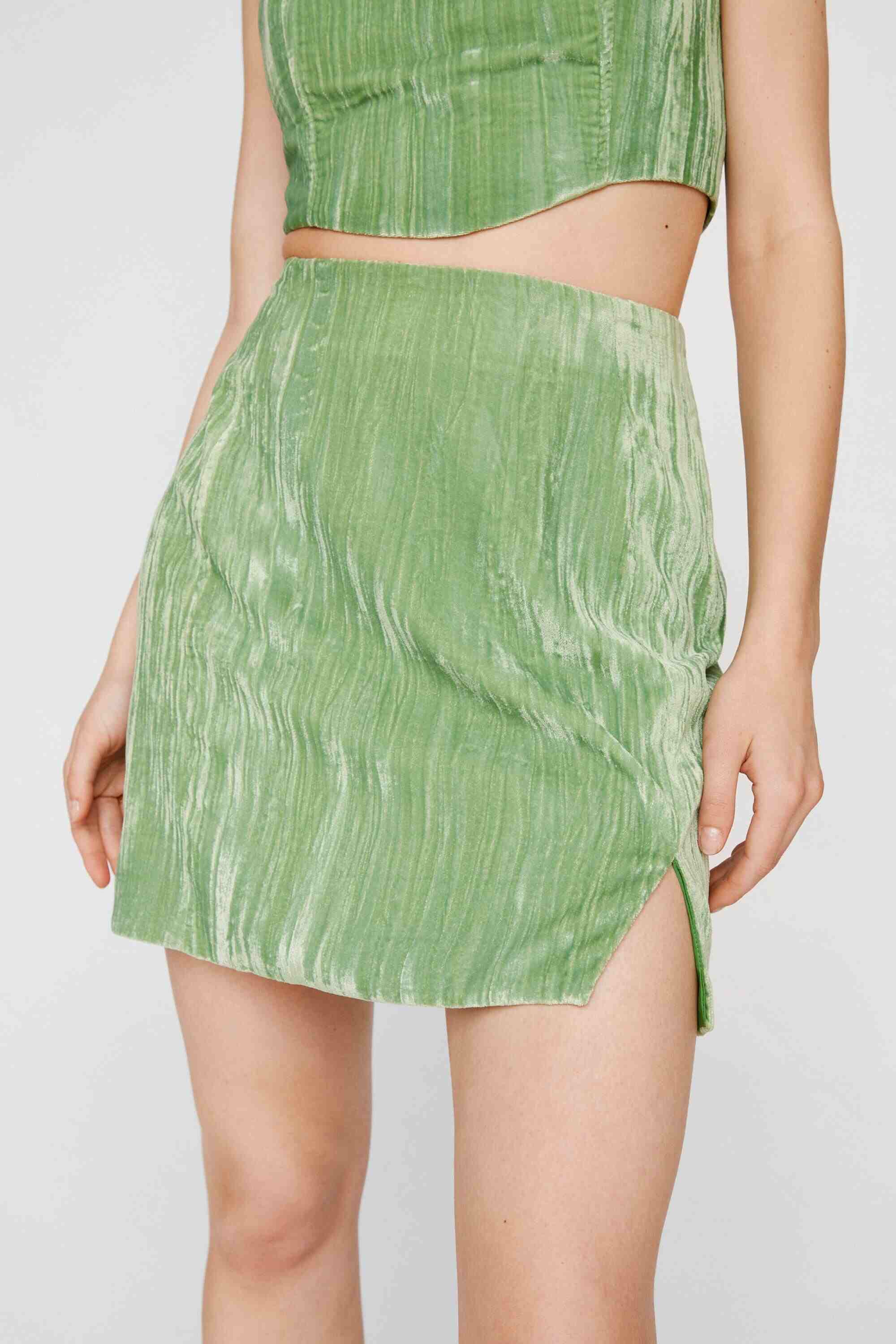Crinkle Velvet Micro Mini Skirt