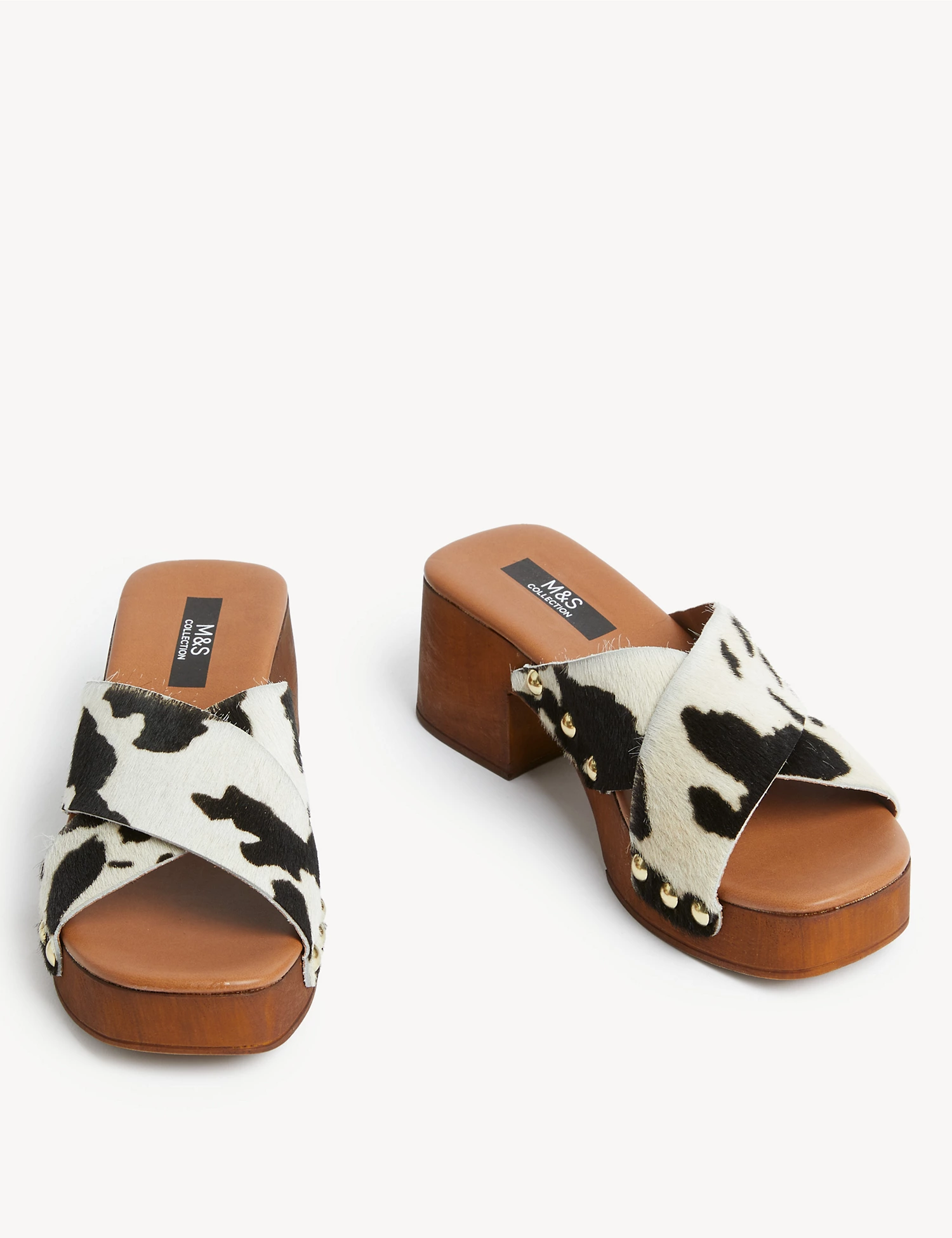 Marks and Spencer Studded Block Heel Open Toe Clogs