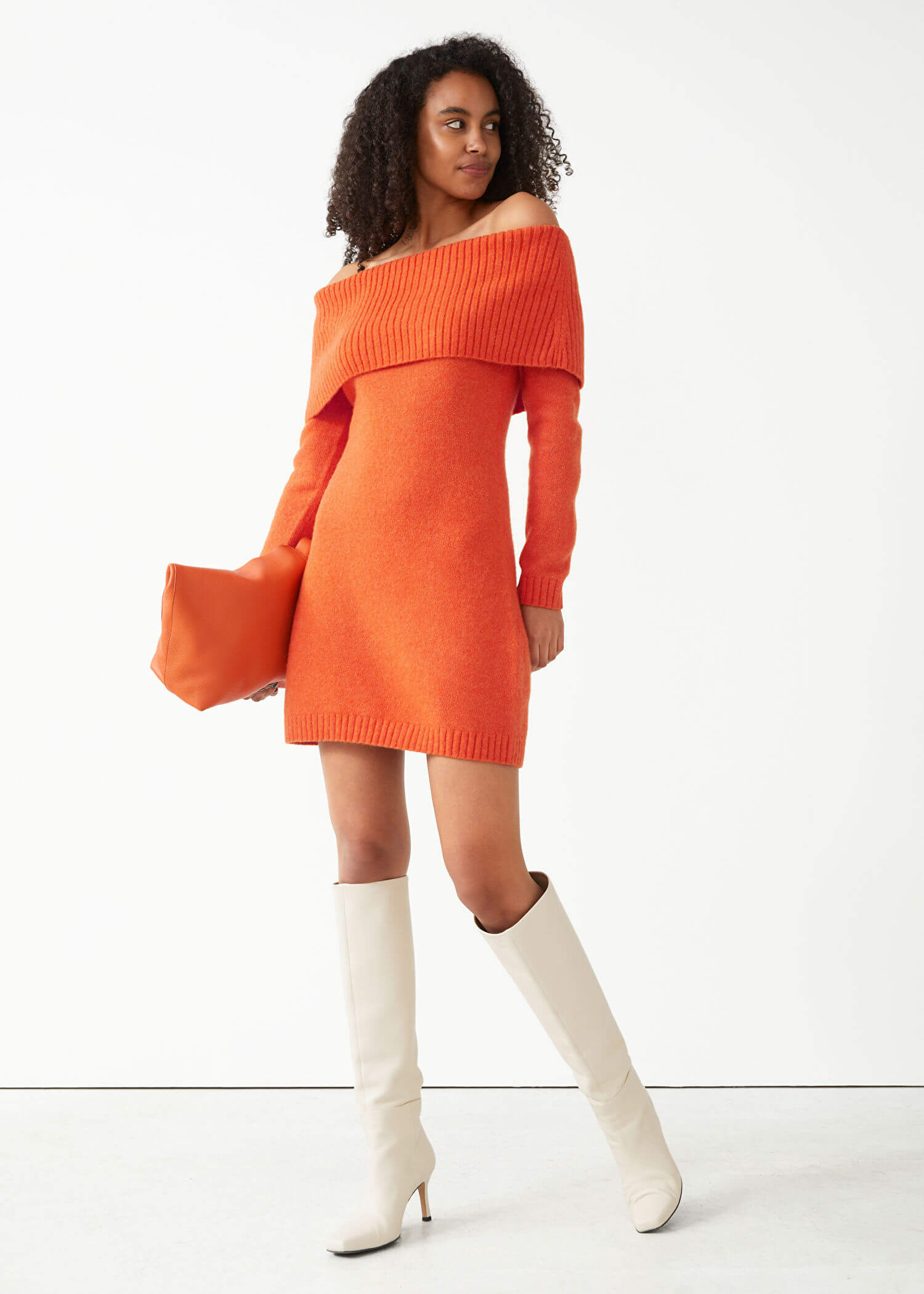 & other Stories Off-Shoulder Wool Mini Dress