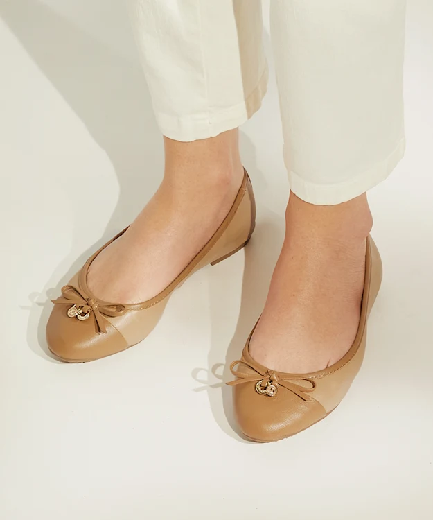Hallo Charm-Detail Ballet Shoes in Camel from Dune London 