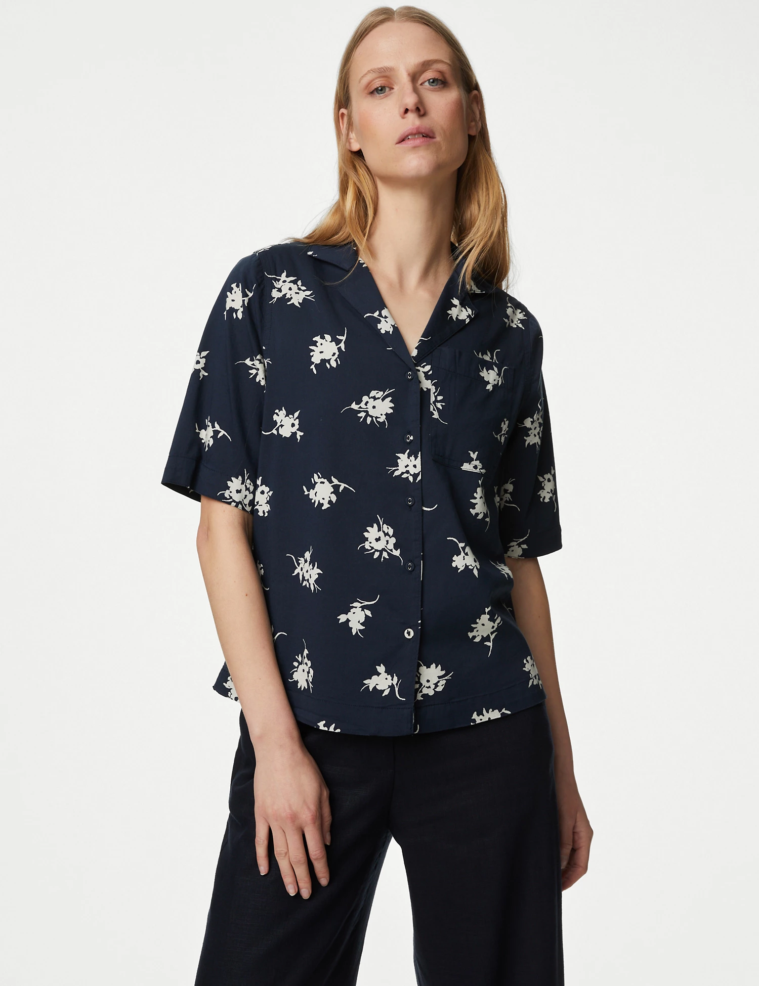 Cotton Rich Printed Collared Shirt from M&S