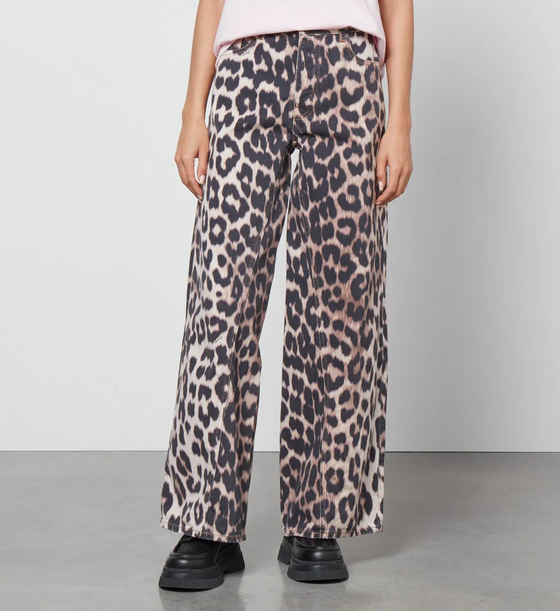 Leopard-Print Organic Denim Jeans from Ganni Jozey 