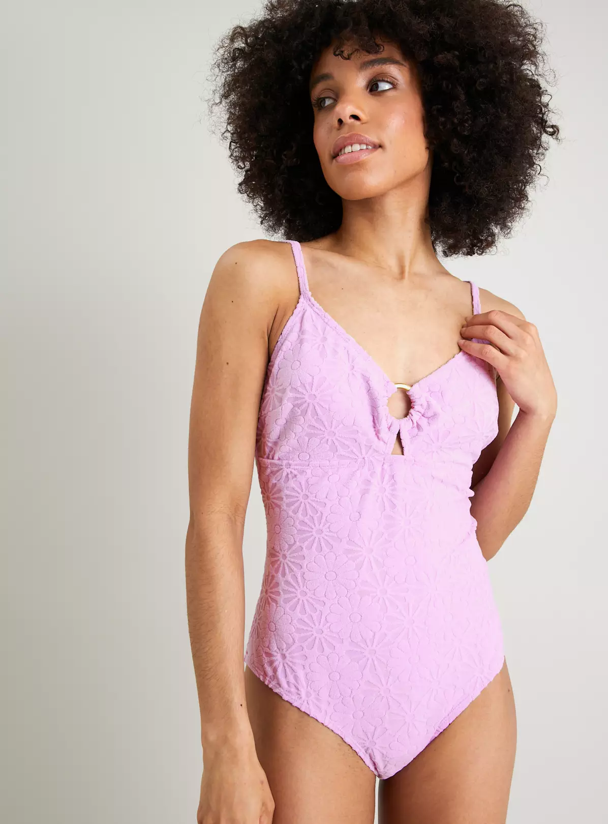 Lilac Retro Textured Floral Swimsuit from Tu Swimwear