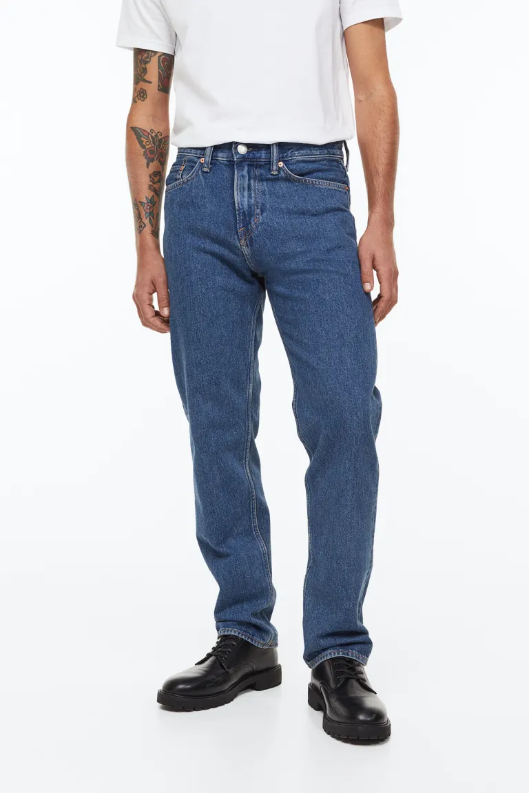 Straight Relaxed Jeans in Denim blue from H&M man