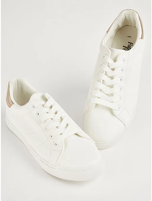 White Metallic Heel Lace Up Trainers George at ASDA
